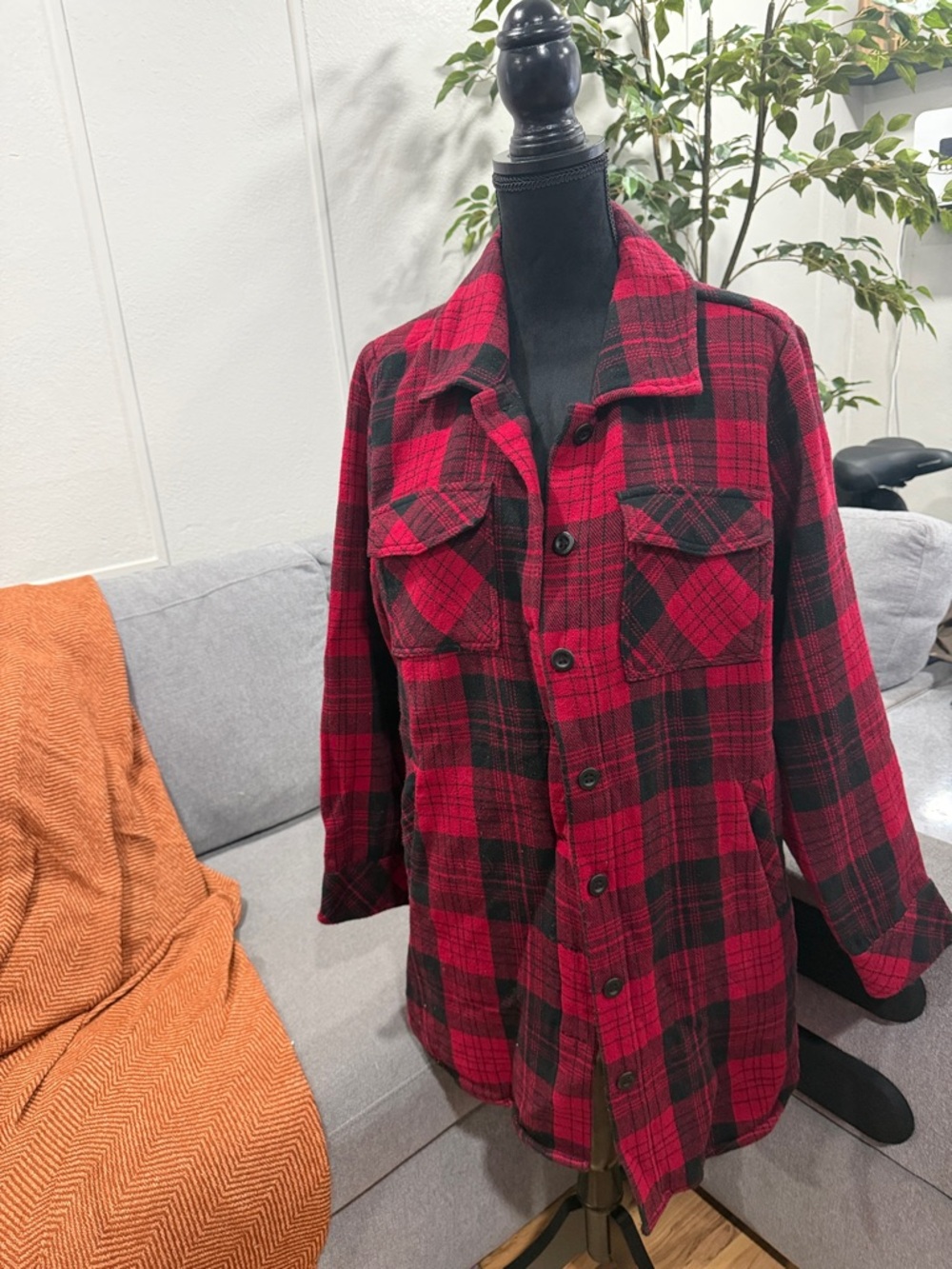 torrid Red and Black Plaid Button-Up Top